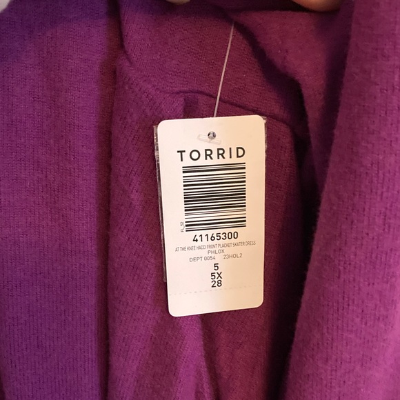 Torrid Purple Long Sleeve Dress- Hacci Front Pocket Skater Dress - Picture 4 of 10
